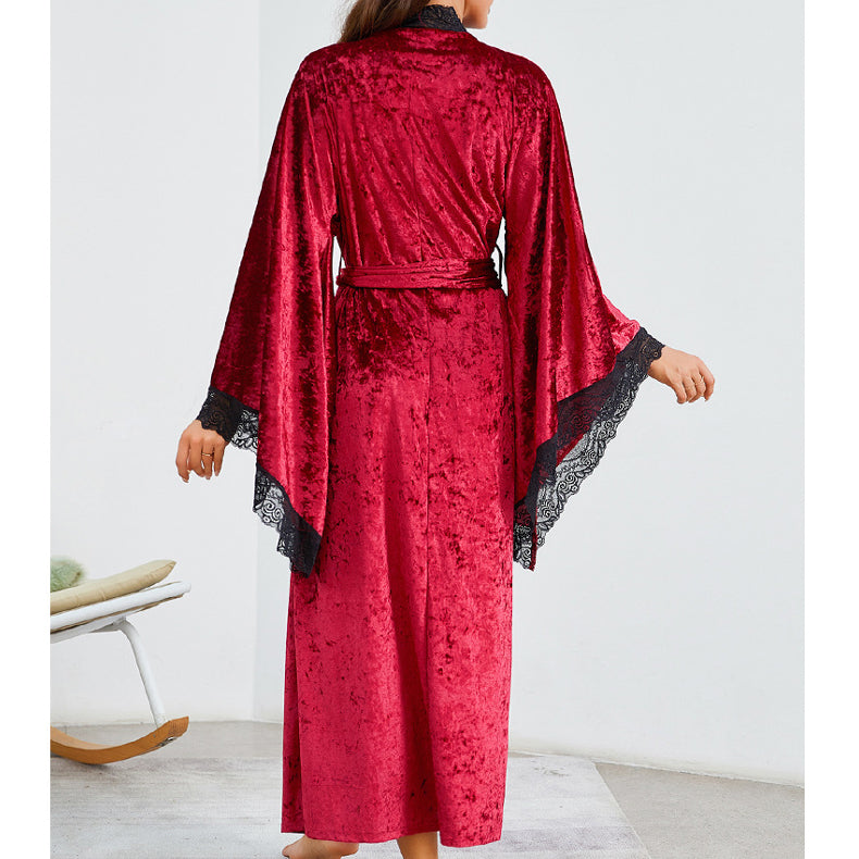 Szlafrok maxi z miękkiego materiału na chłodne wieczory Diamanta