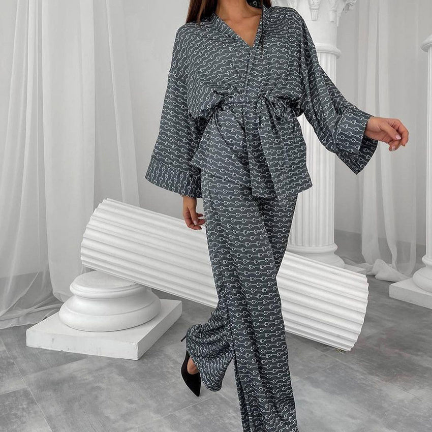 Piżama damska z długim rękawem i delikatnym printem Elrike