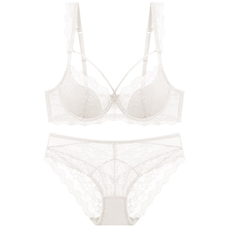 Komplet bielizny z usztywnianym biustonoszem z koronką Denisia Biały