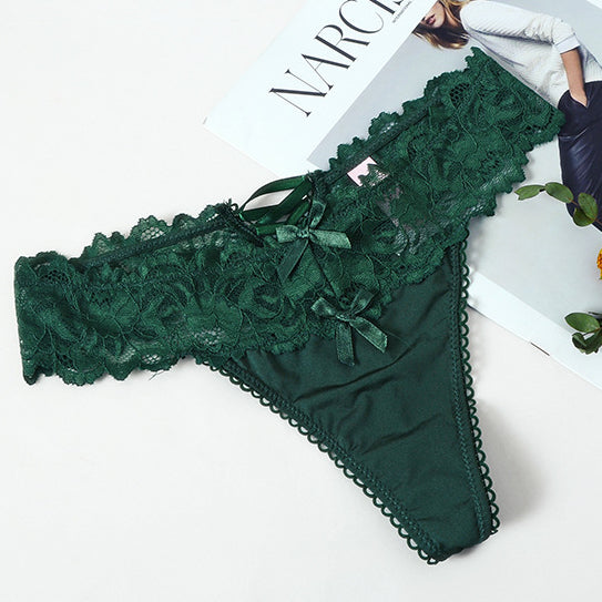 Stringi z koronkową gumką na co dzień Roswitha Zielony