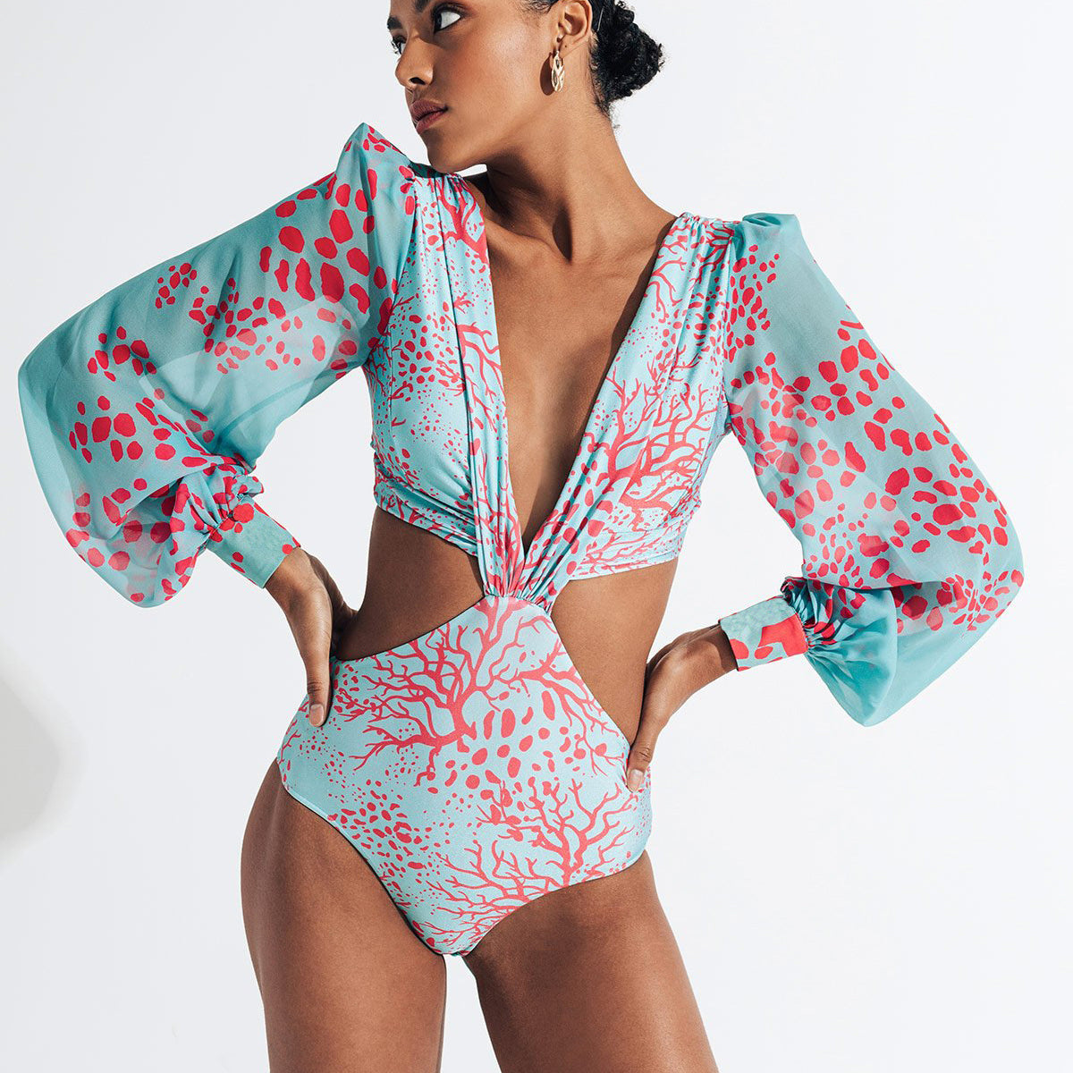 Strój plażowy z długim rękawem ochrona UV na lato Charyl Multikolor