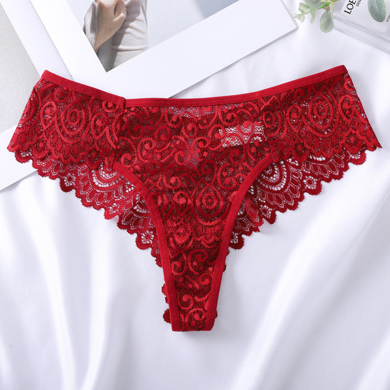 Koronkowe brazyliany subtelne i dopasowane Vinaldina Bordowy