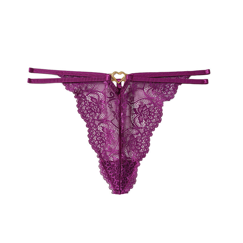 Stringi koronkowe z cienkim paseczkiem Brittni Fioletowy