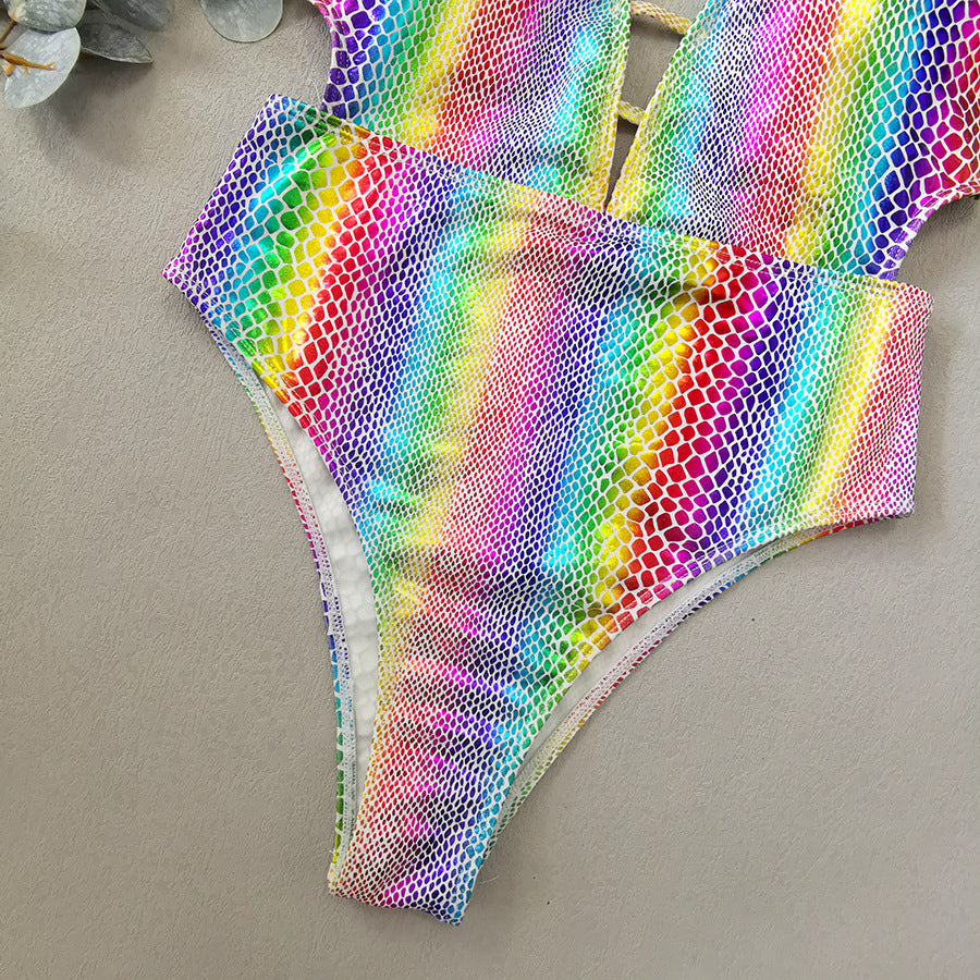 Strój kąpielowy jednoczęściowy w wzór rybiej łuski na plażę i basen Metanet