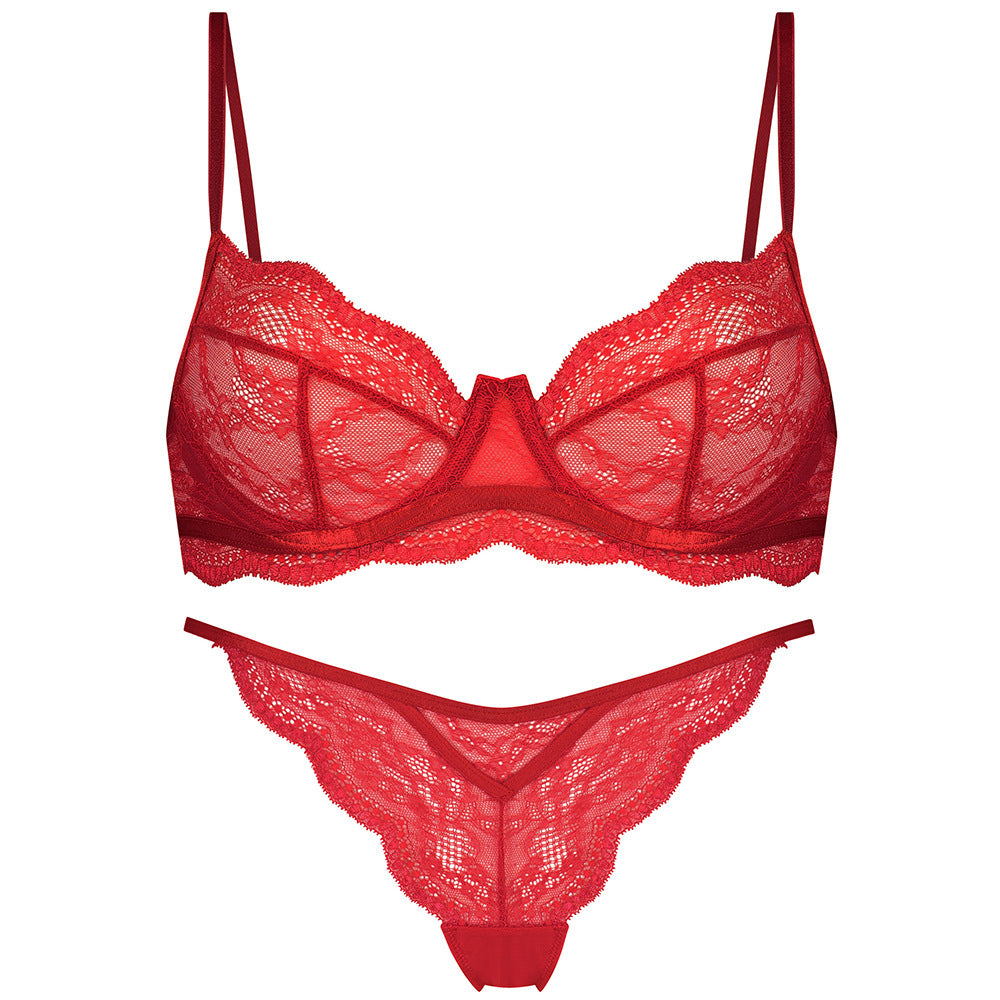 Koronkowy zestaw bielizny na romantyczne wieczory Plinia Czerwony