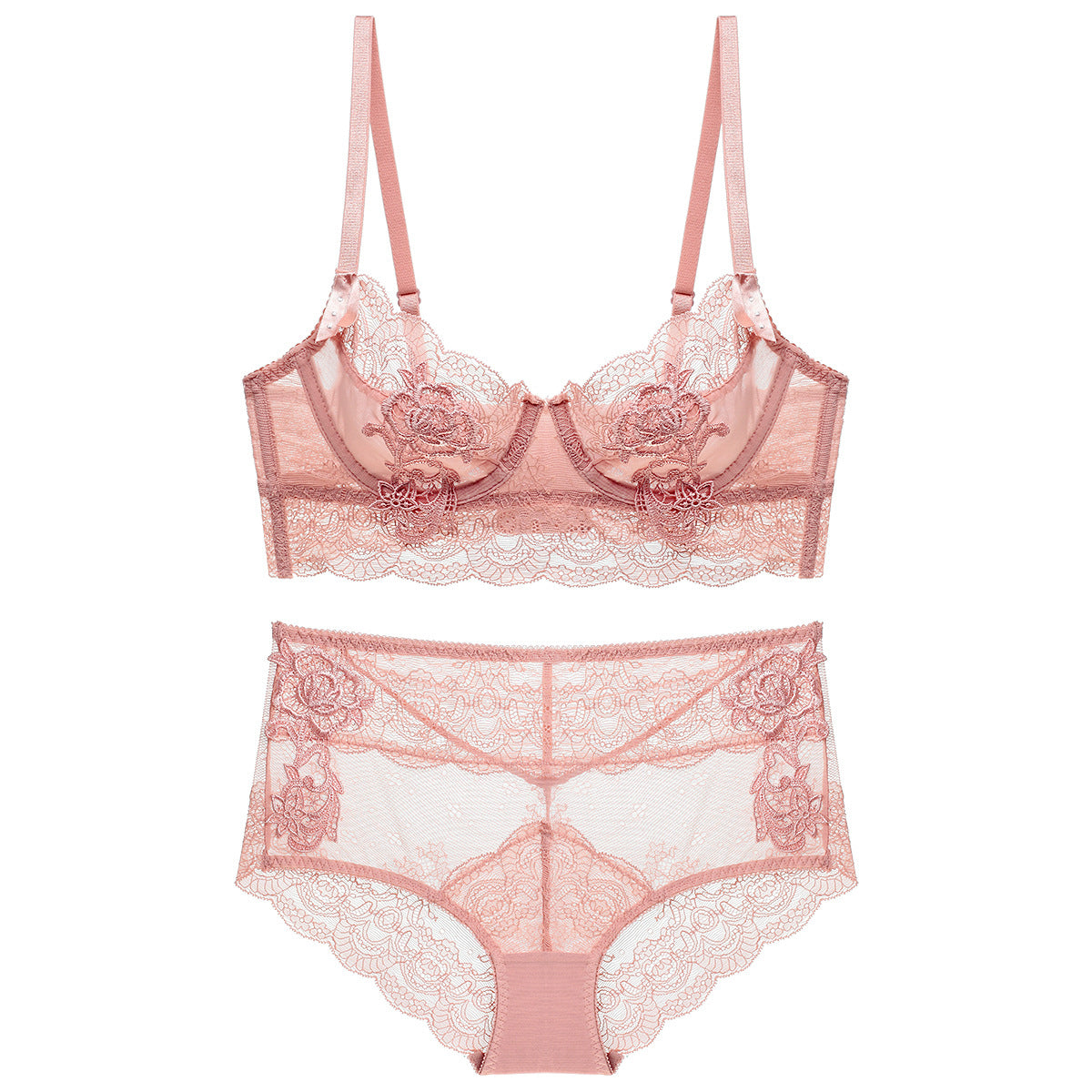 Komplet bielizny z koronką na romantyczne wieczory Sherilyn Różowy