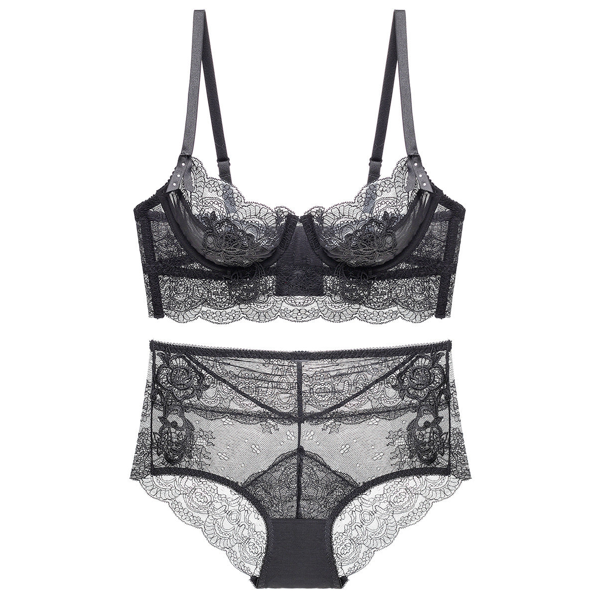 Komplet bielizny z koronką na romantyczne wieczory Sherilyn Czarny