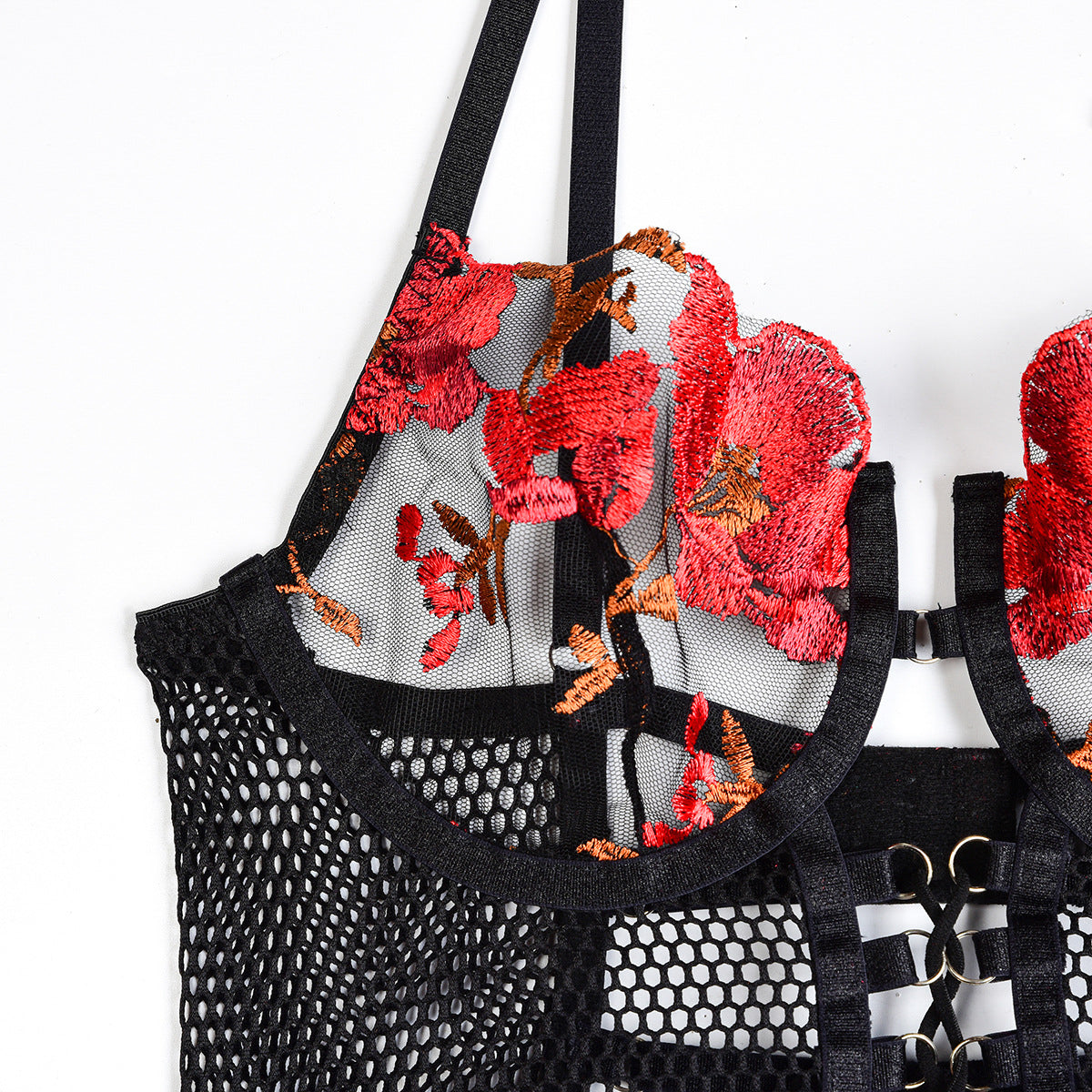 Komplet bielizny z kwiatowym haftem na wyjątkowe okazje Doohee