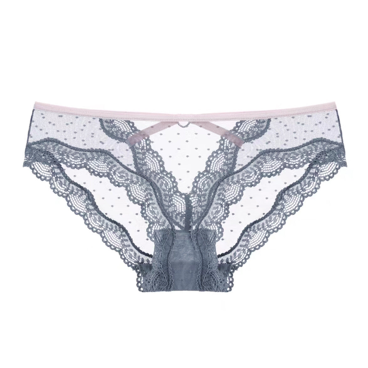 Majtki ażurowe z wycięciem na romantyczny wieczór Nailya Szary