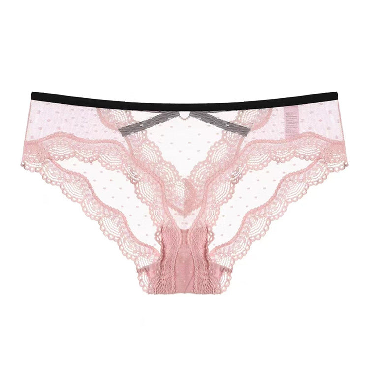 Majtki ażurowe z wycięciem na romantyczny wieczór Nailya Różowy