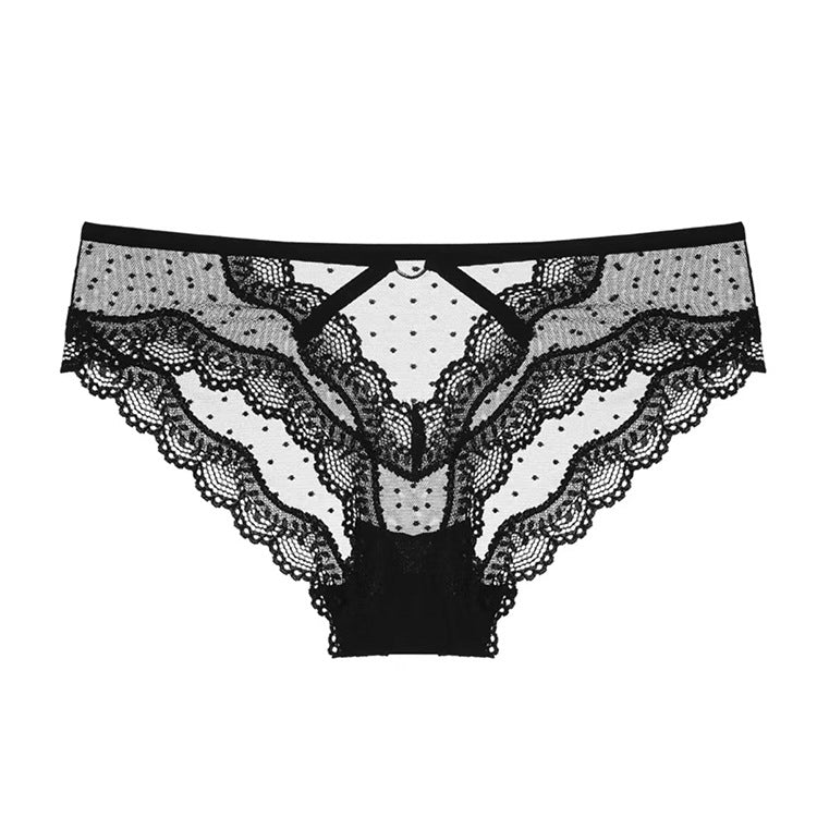 Majtki ażurowe z wycięciem na romantyczny wieczór Nailya Czarny