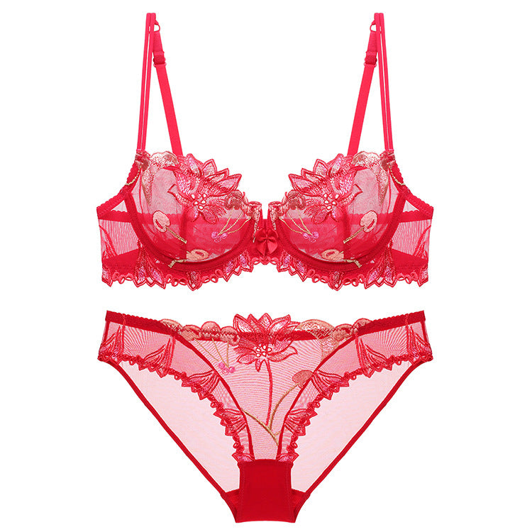 Komplet bielizny z koronką na specjalne okazje Mallaurie Czerwony