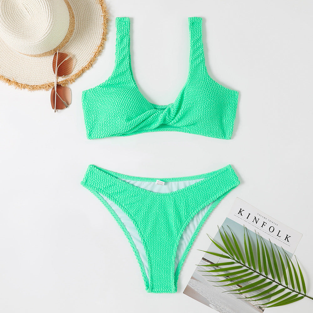 Bikini marszczone plażowe z wysokiej jakości materiału Zayna Zielony