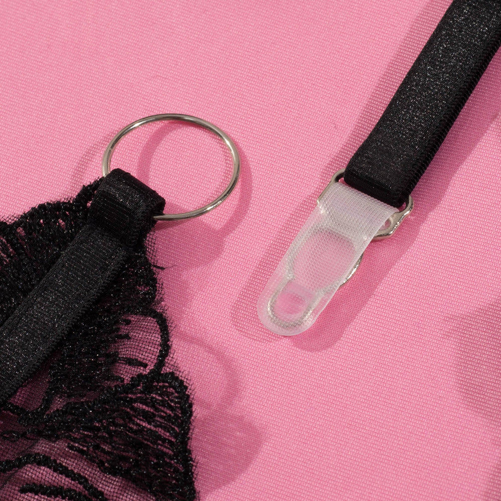 Koronkowy zestaw bielizny z pasem do pończoch Mihyun