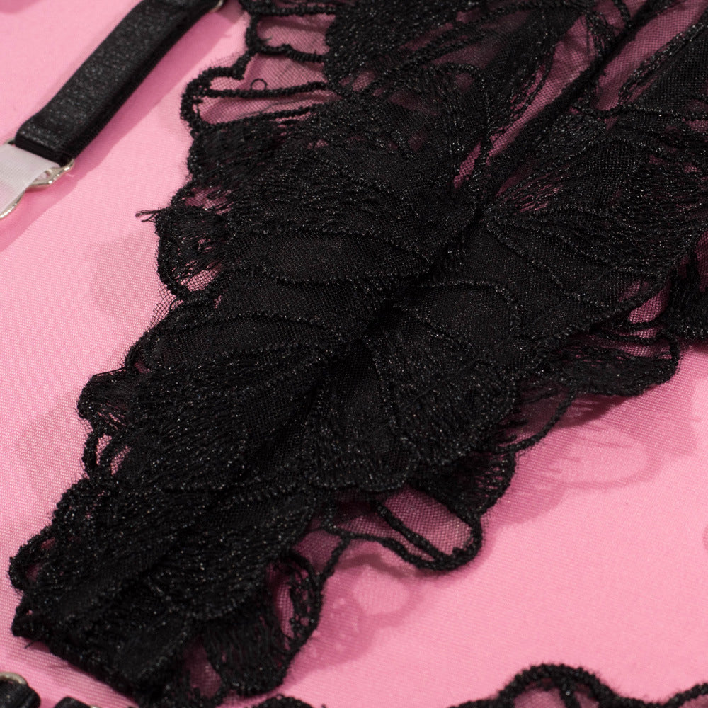 Koronkowy zestaw bielizny z pasem do pończoch Mihyun