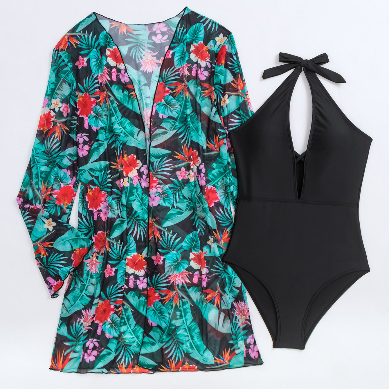 Strój kąpielowy jednoczęściowy z wygodnym krojem na plażę i basen Aili Multikolor