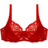 Biustonosz koronkowy push-up z efektem dekoltu Edda Czerwony