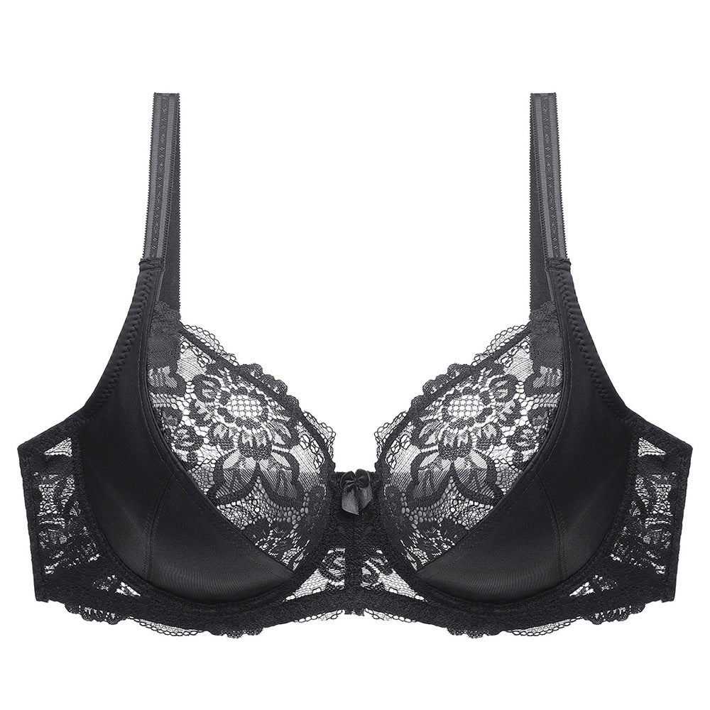 Biustonosz koronkowy push-up z efektem dekoltu Edda Czarny