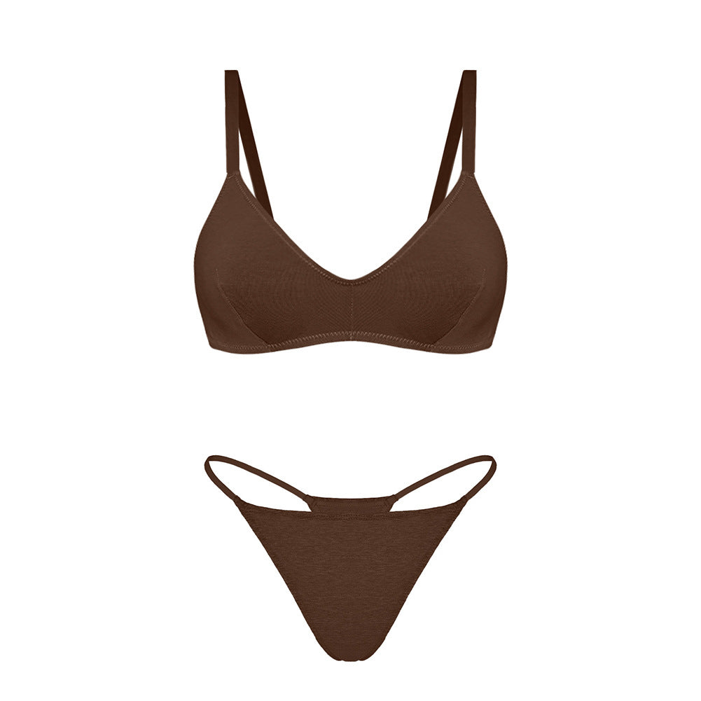 Komplet bielizny z miękkiego materiału na co dzień i okazje Kenul Brązowy