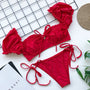 Bikini z rękawkiem na lato z trwałego materiału Saskia Czerwony