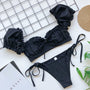 Bikini z rękawkiem na lato z trwałego materiału Saskia Czarny