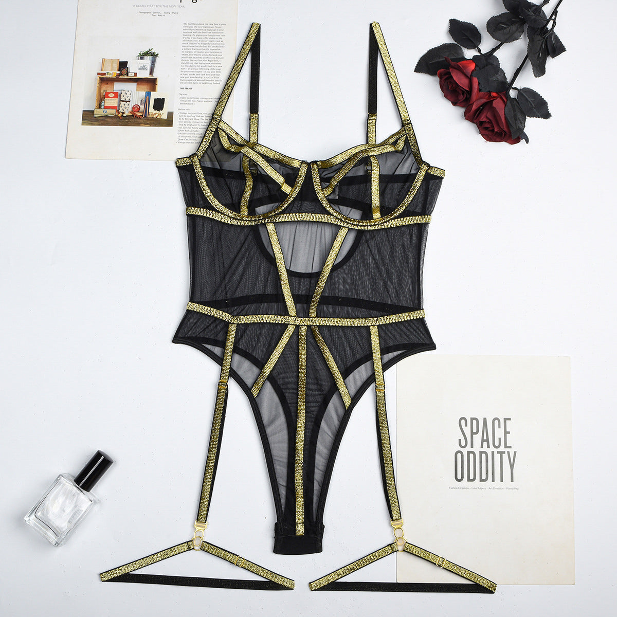 Body z siateczką i błyszczącą nitką na wieczorne wyjścia Semire Multikolor