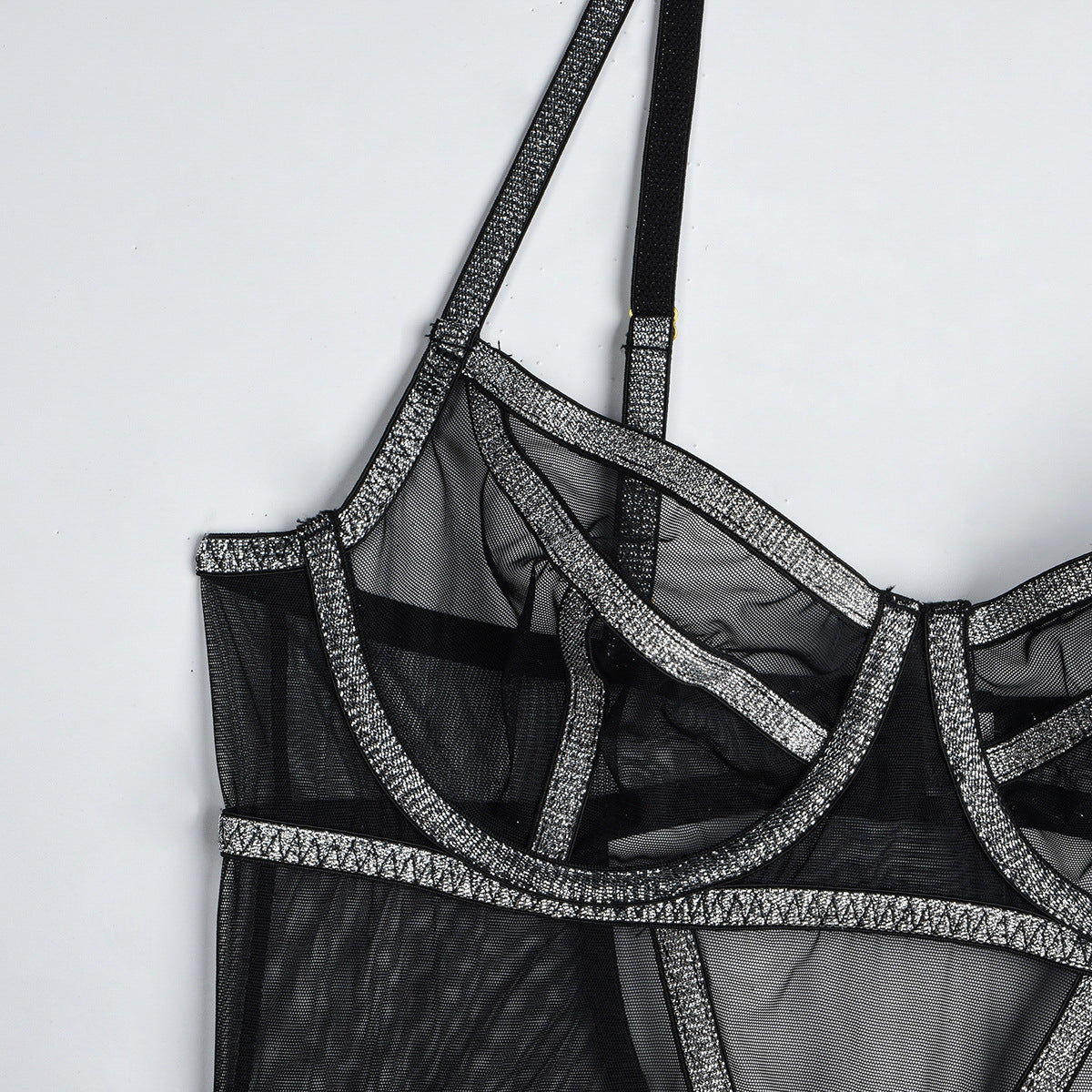 Body z siateczką i błyszczącą nitką na wieczorne wyjścia Semire