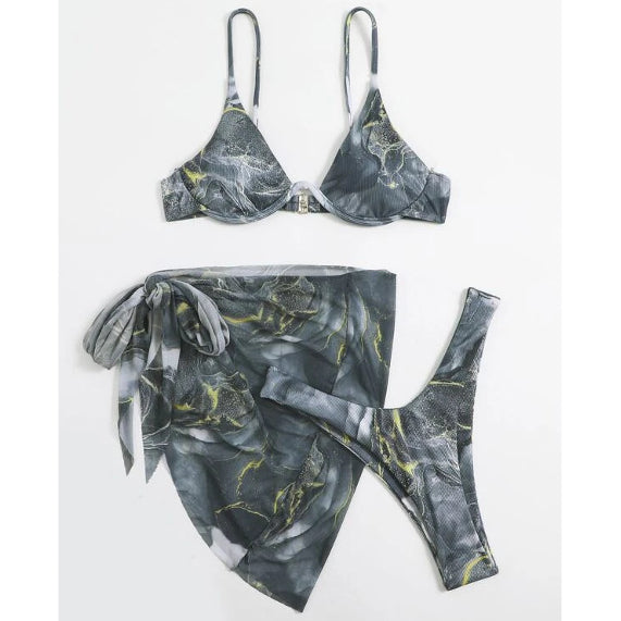 Bikini z usztywnianym biustonoszem na plażę i basen Onesia Szary