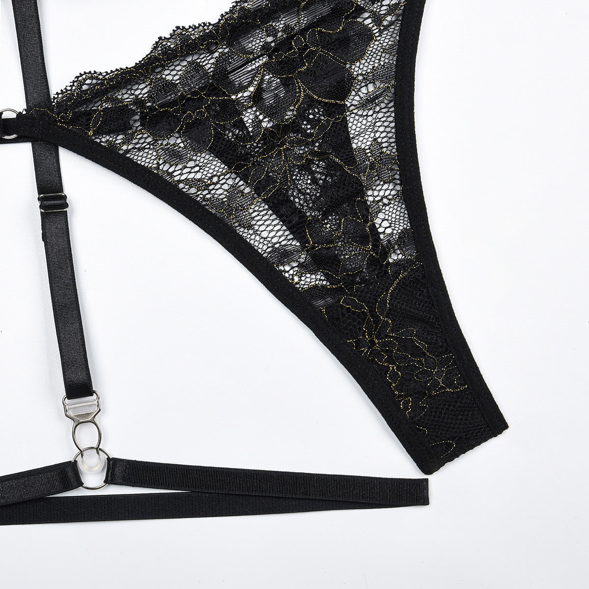 Komplet bielizny z falbanką i koronką dla kobiet Leontine