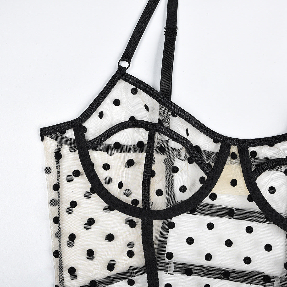 Komplet bielizny z usztywnianym biustonoszem i figami w kropki Ailish