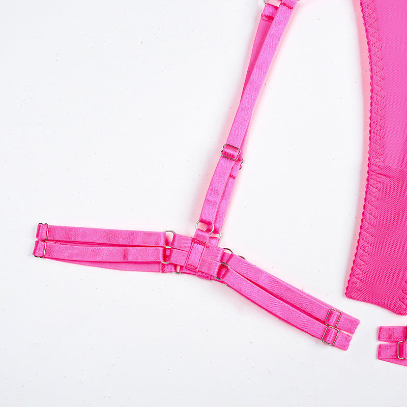 Komplet bielizny harness z elastycznymi paskami na romantyczny wieczór Hemlata