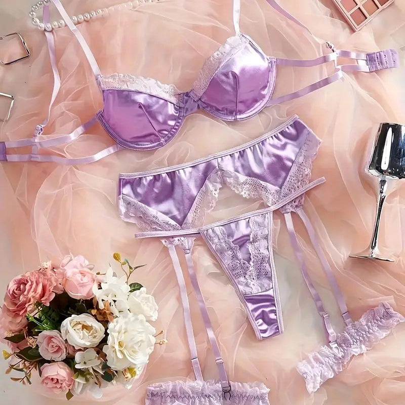 Komplet bielizny koronkowej na romantyczne wieczory Ulpia Fioletowy