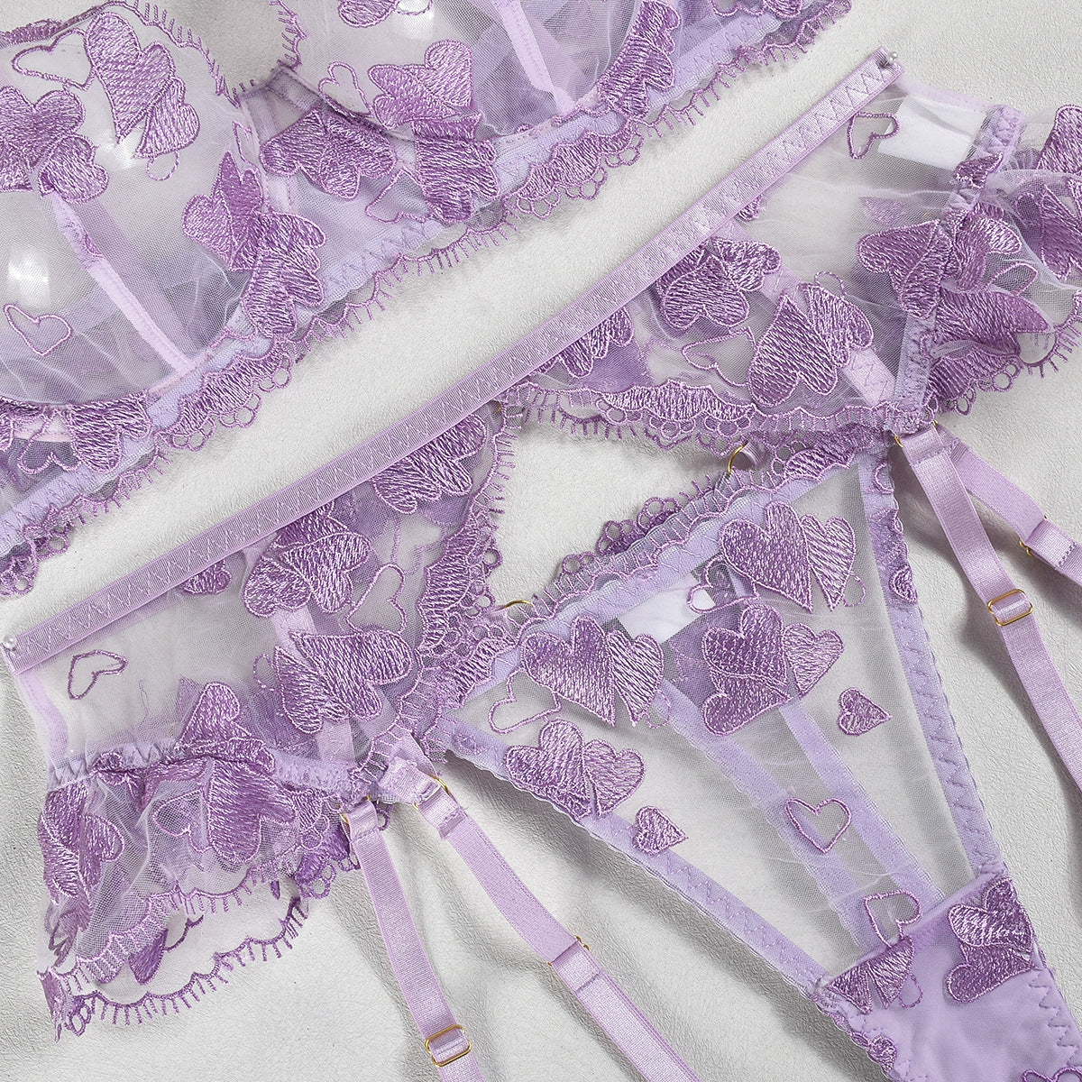 Komplet bielizny koronkowej z haftem na romantyczne wieczory Cristen