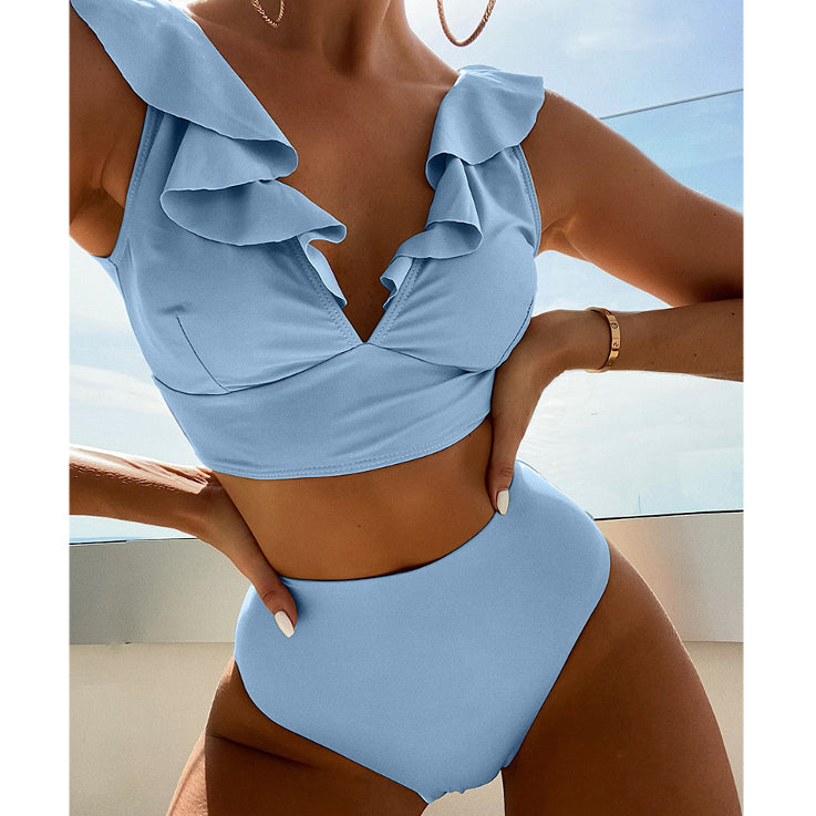 Dwuczęściowy strój kąpielowy z falbankami i wysoką talią Iolanthe