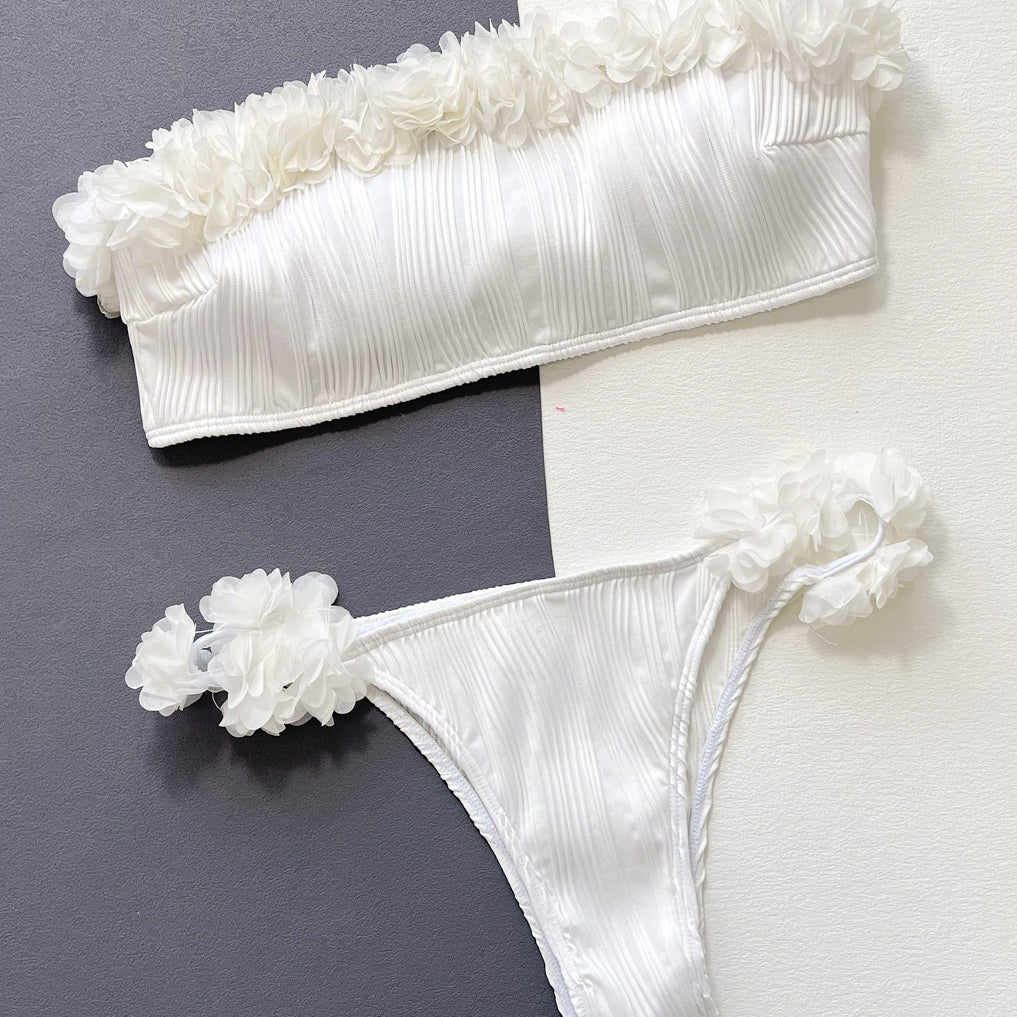 Strój kąpielowy z motywem róż plażowy elegancja Sija Biały