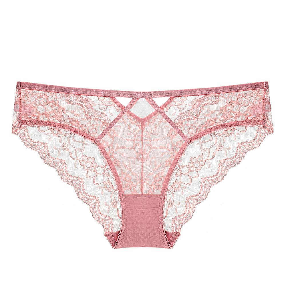 Koronkowe majtki ażurowe przewiewne na co dzień i specjalne okazje Evon Różowy