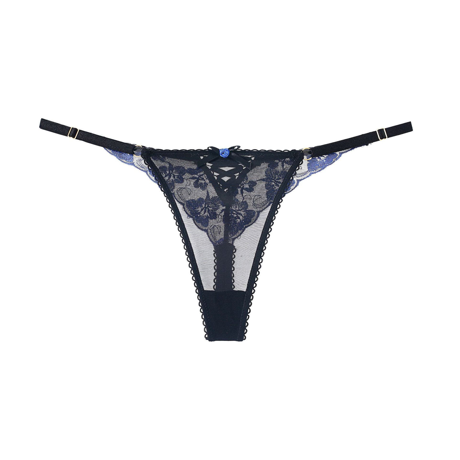 Stringi koronkowe biodrówki elegancka bielizna z delikatną koronką Paolina Granatowy M