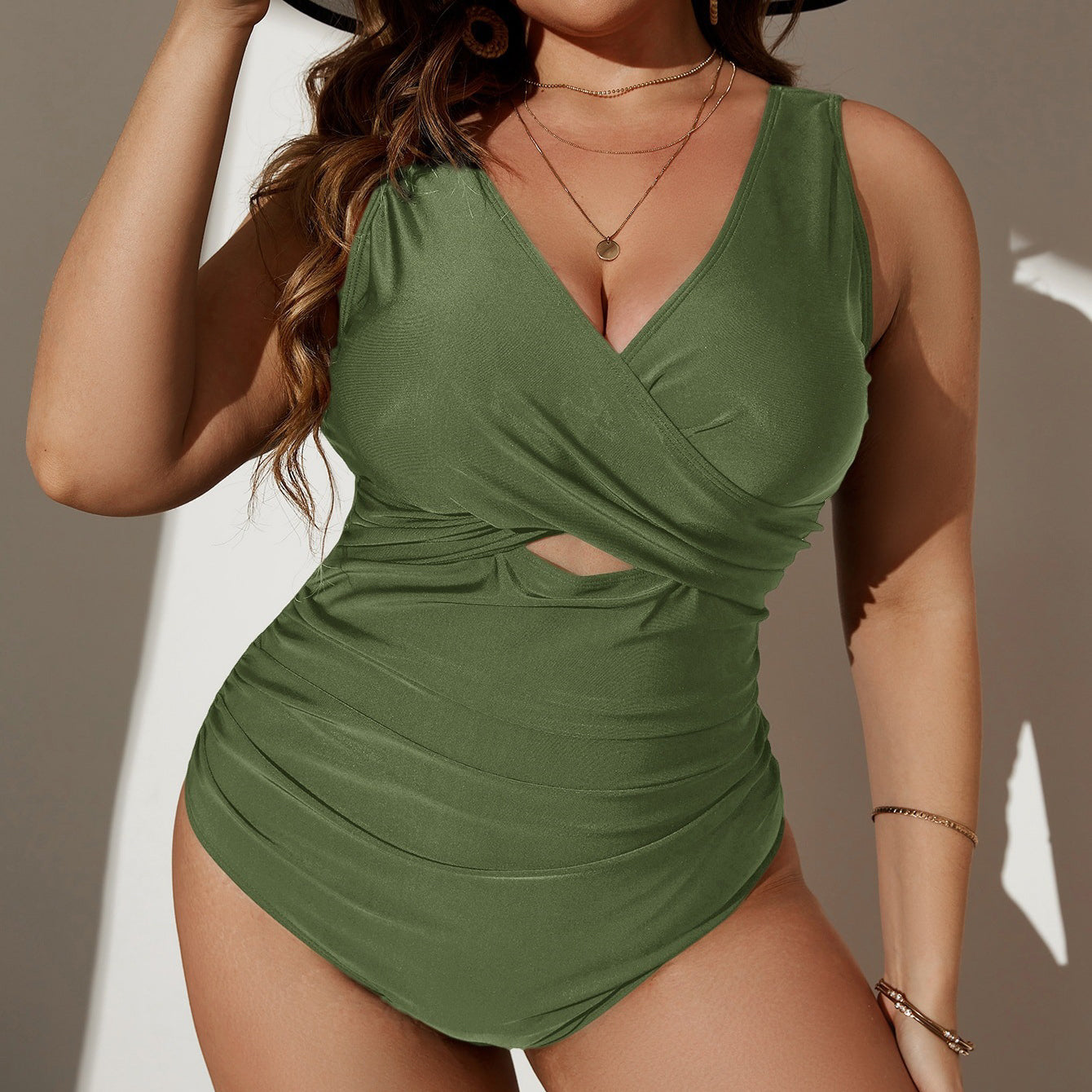 Jednoczęściowy strój kąpielowy z marszczeniem na plażę i basen Sumanda