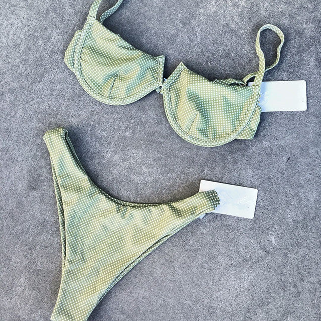 Strój kąpielowy z półmiseczkami odporny na słońce i chlor Krsta Zielony