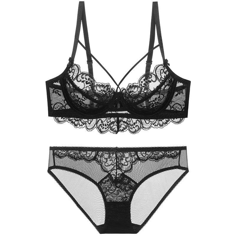 Koronkowy komplet bielizny ze strapsami na specjalne okazje Ralica Czarny