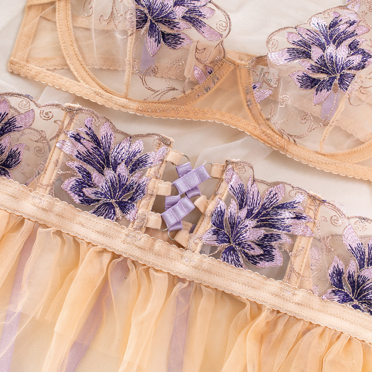 Komplet bielizny z delikatnymi zdobieniami na romantyczne wieczory Karri