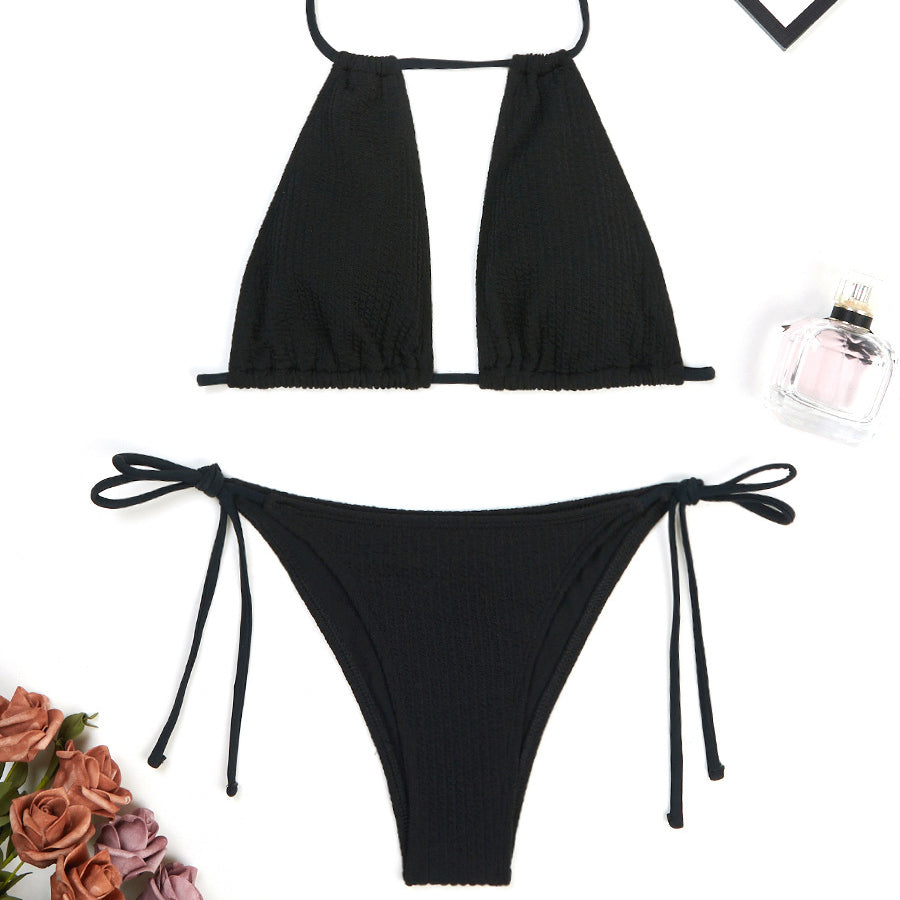 Dwuczęściowy strój kąpielowy z regulowanym topem na plażę lub basen Maribel Czarny