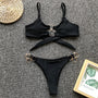 Bikini plażowe z ozdobnymi kółkami SueElle Czarny