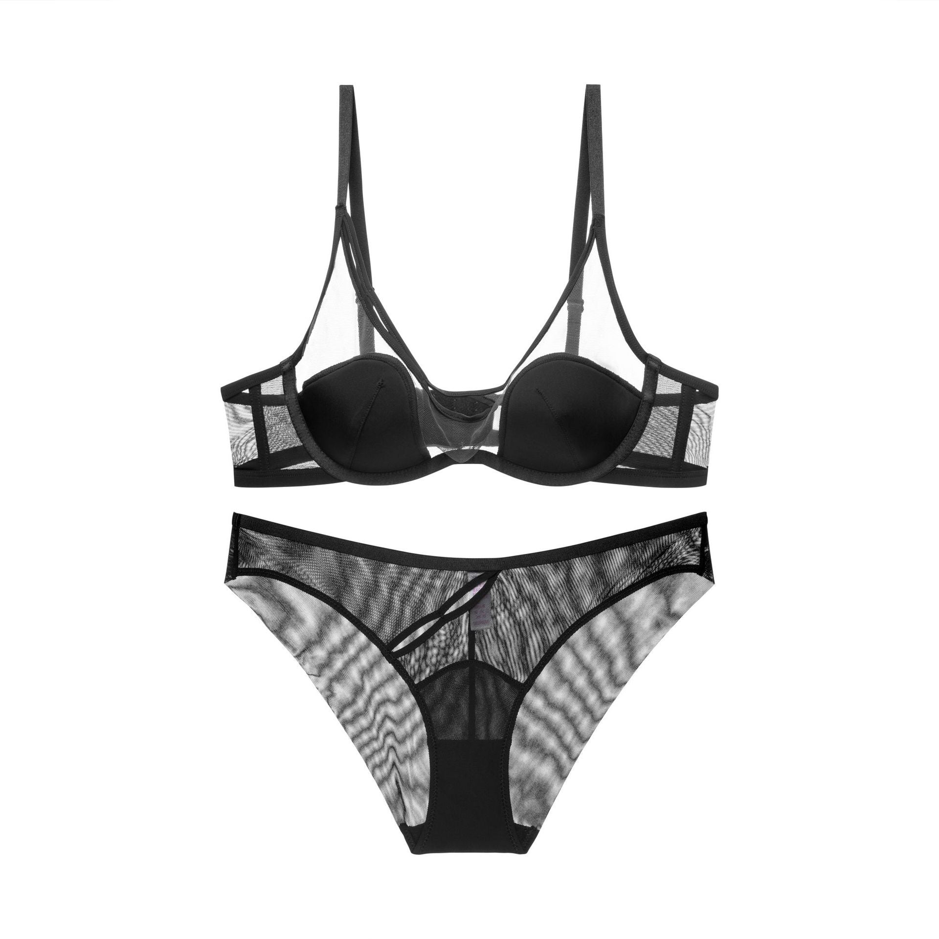 Komplet bielizny z siateczki z biustonoszem i majtkami Corabelle Czarny