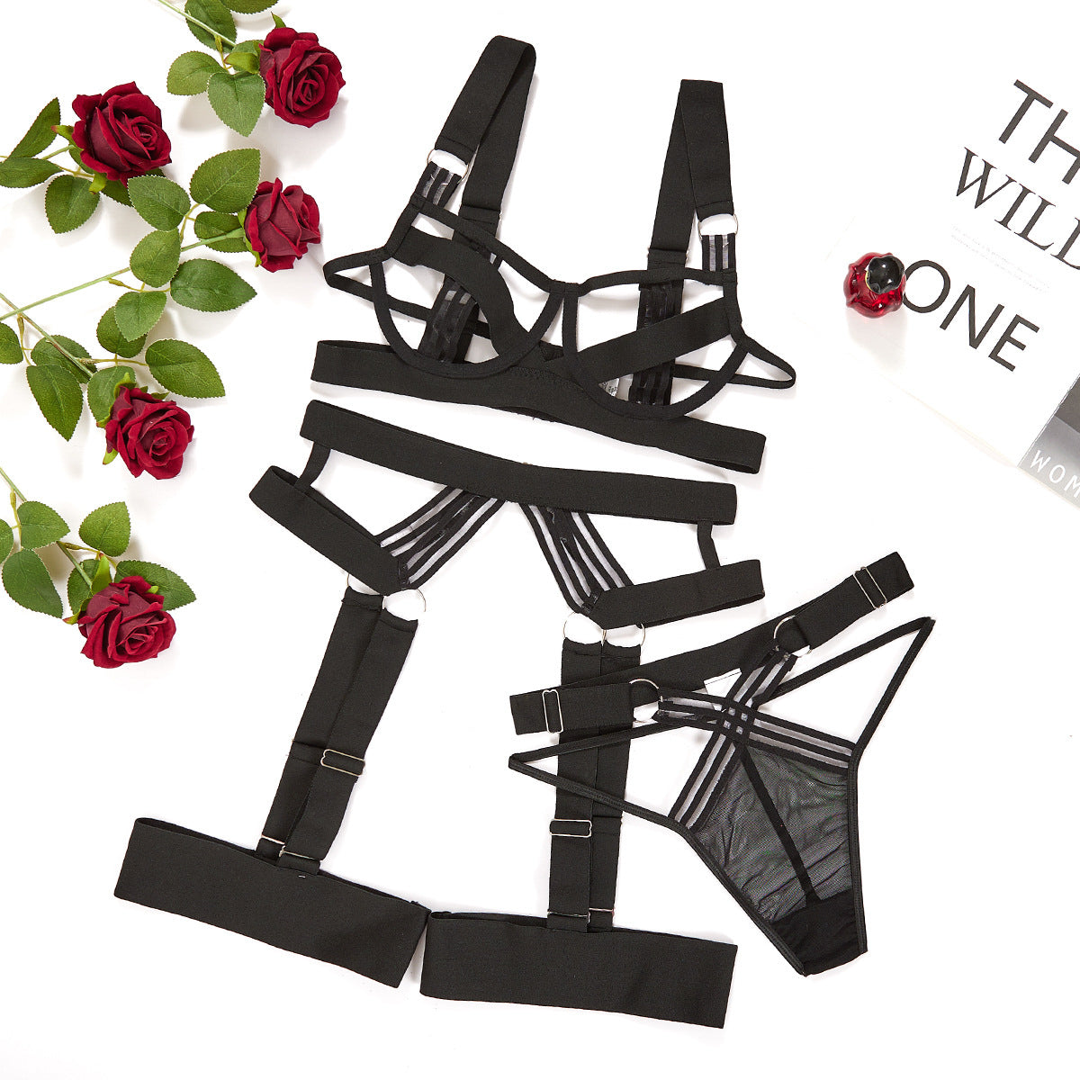 Komplet bielizny koronkowej na romantyczne wieczory Harold Czarny