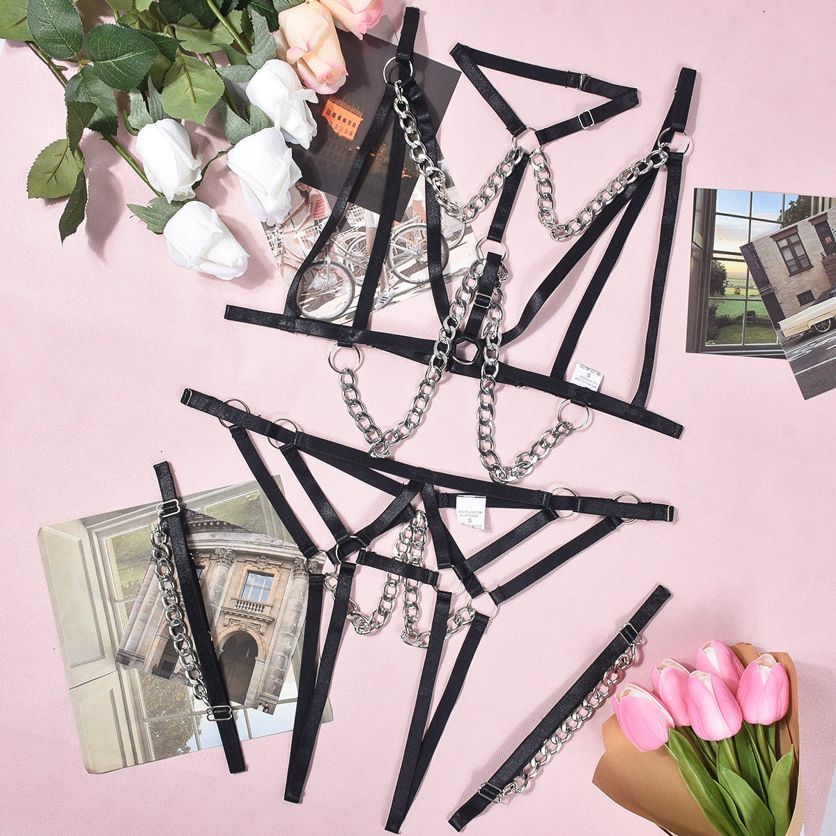 Bielizna z paseczków z odważnym designem Jaquelyn Czarny