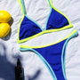 Bikini z ozdobną lamówką na plażę i basen Polly Niebieski