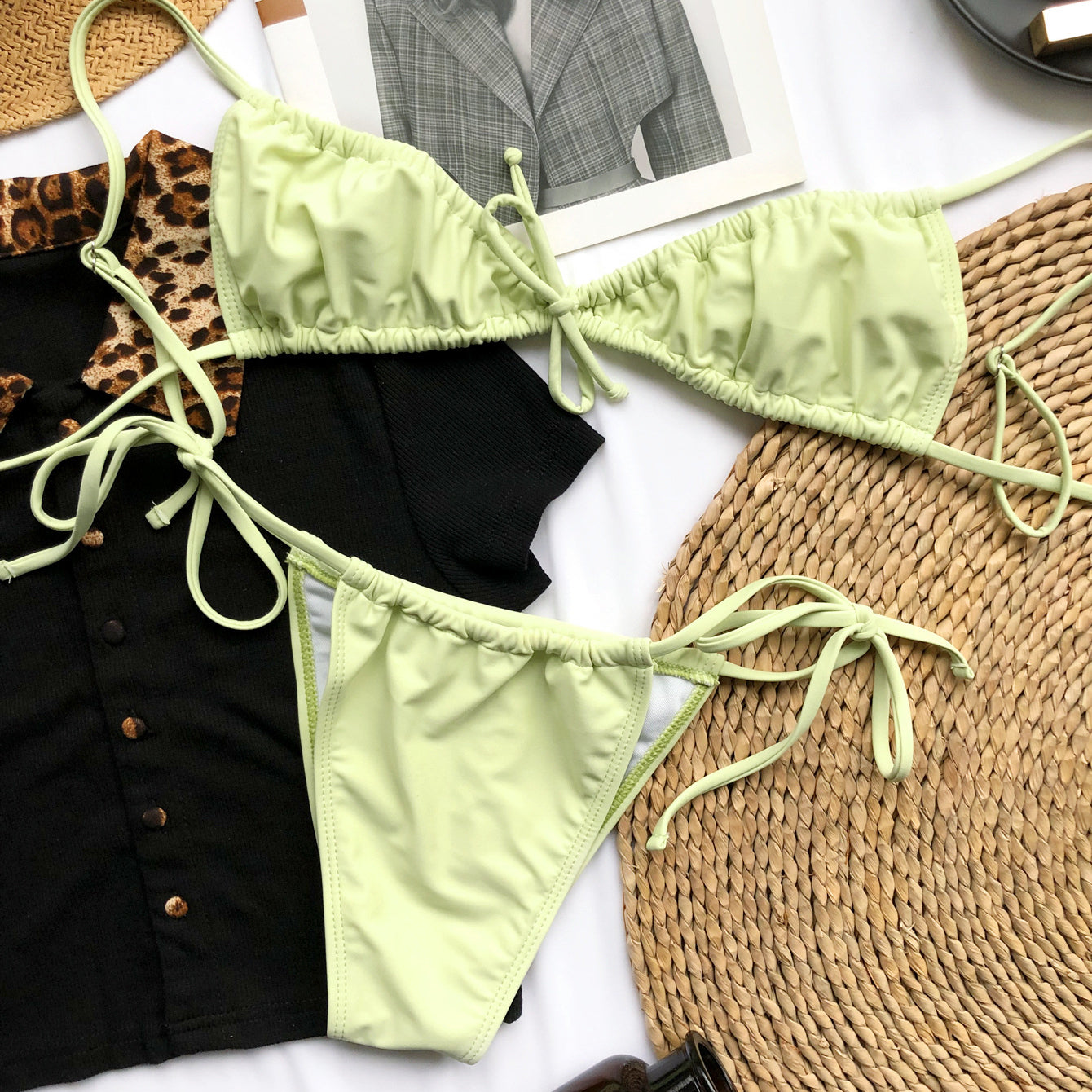 Bikini wiązane na plażę i do pływania Kamillah Zielony