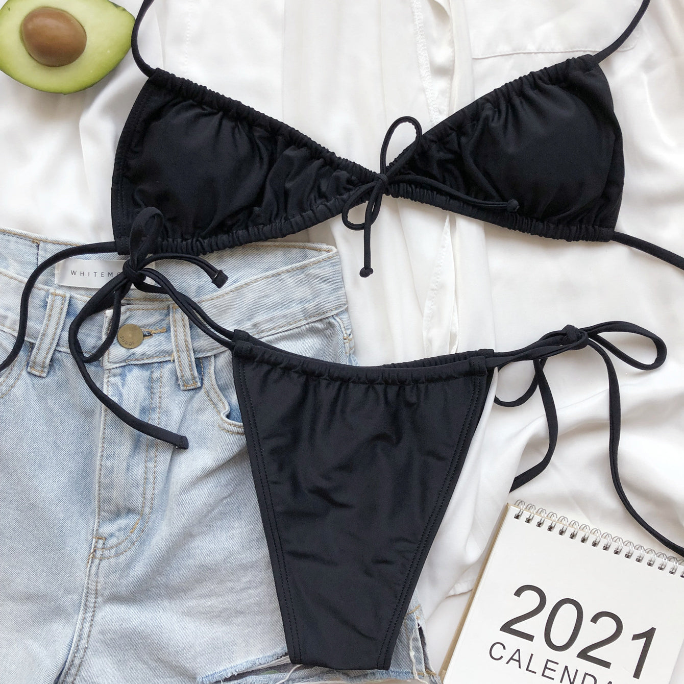 Bikini wiązane na plażę i do pływania Kamillah Czarny