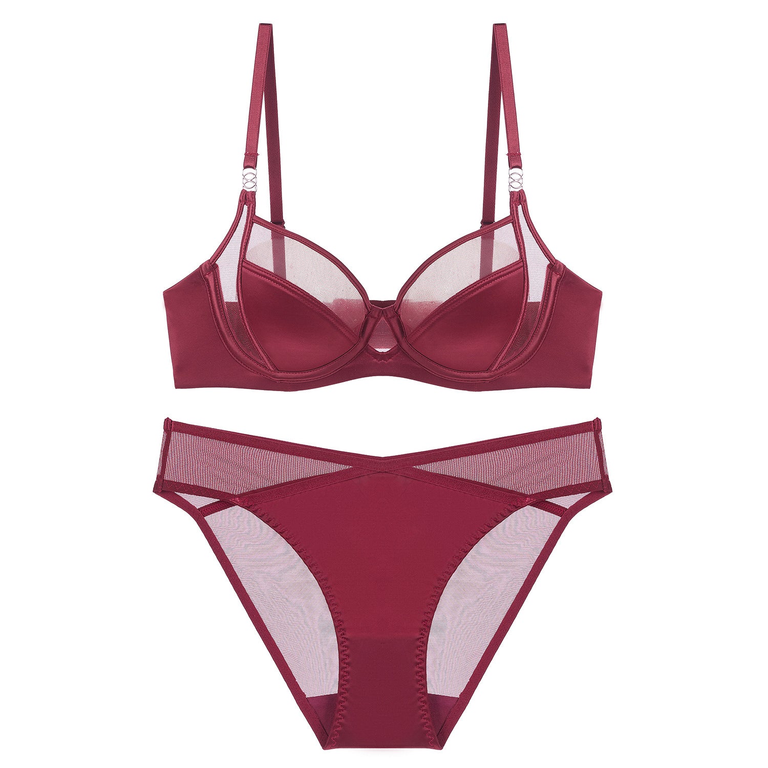 Zestaw bielizny z siateczką zapewniający wygodę i wsparcie Marvis Bordowy